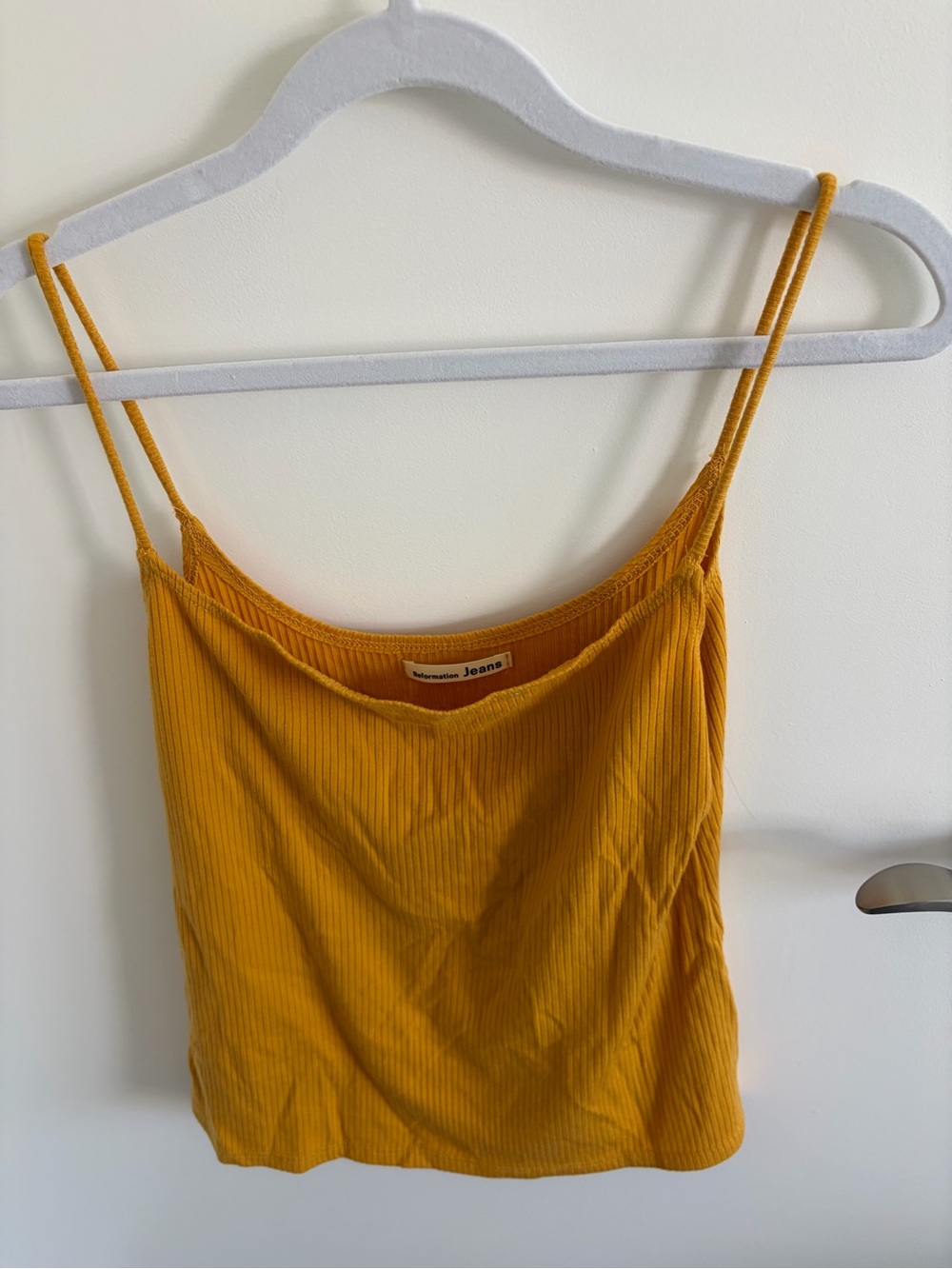 Reformation Ribbed Spaghetti Strap Tank - Mustard